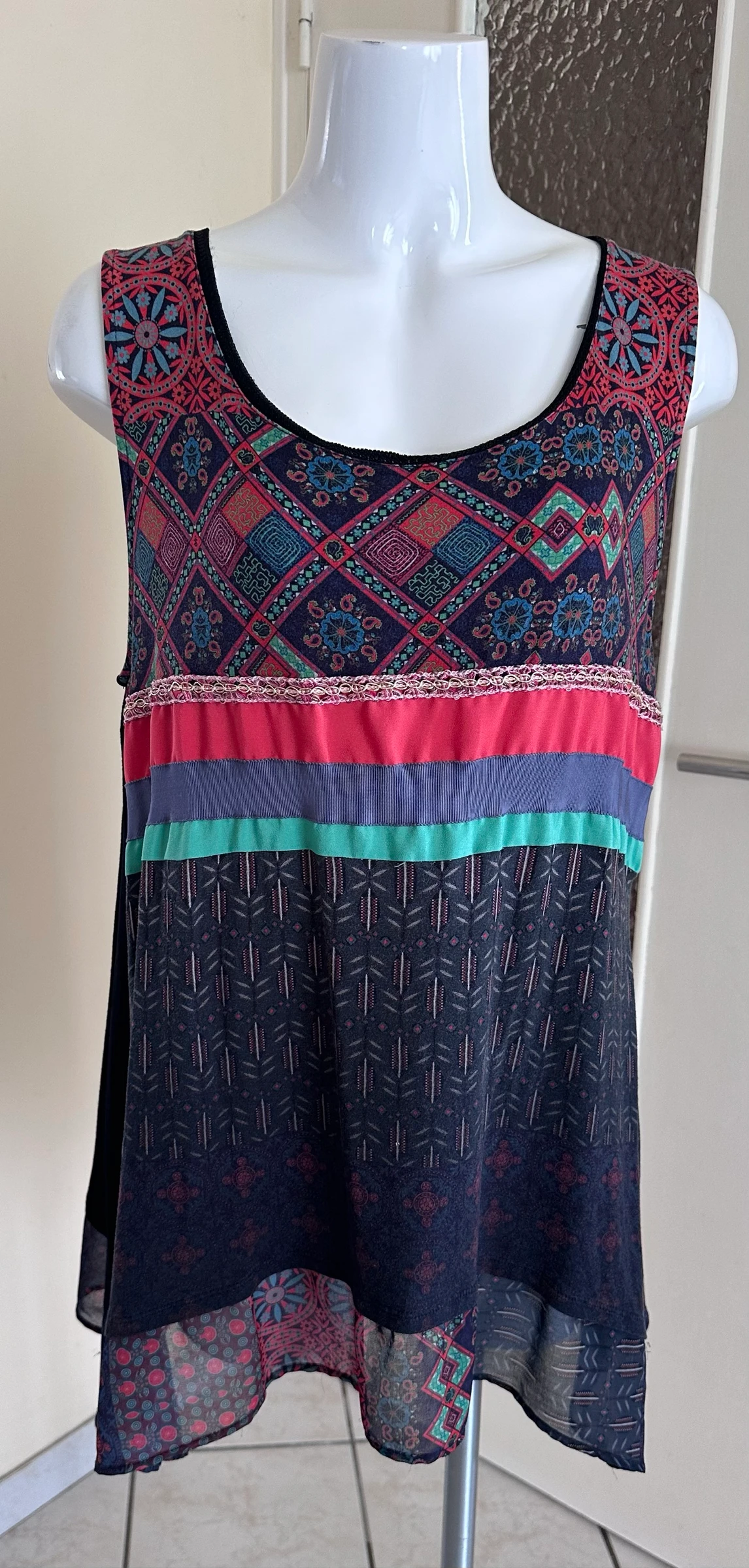 Asymmetrisch T-shirt Desigual XXL – Meerkleurige patronen & opschriften (Zeer goede staat) – photo 8